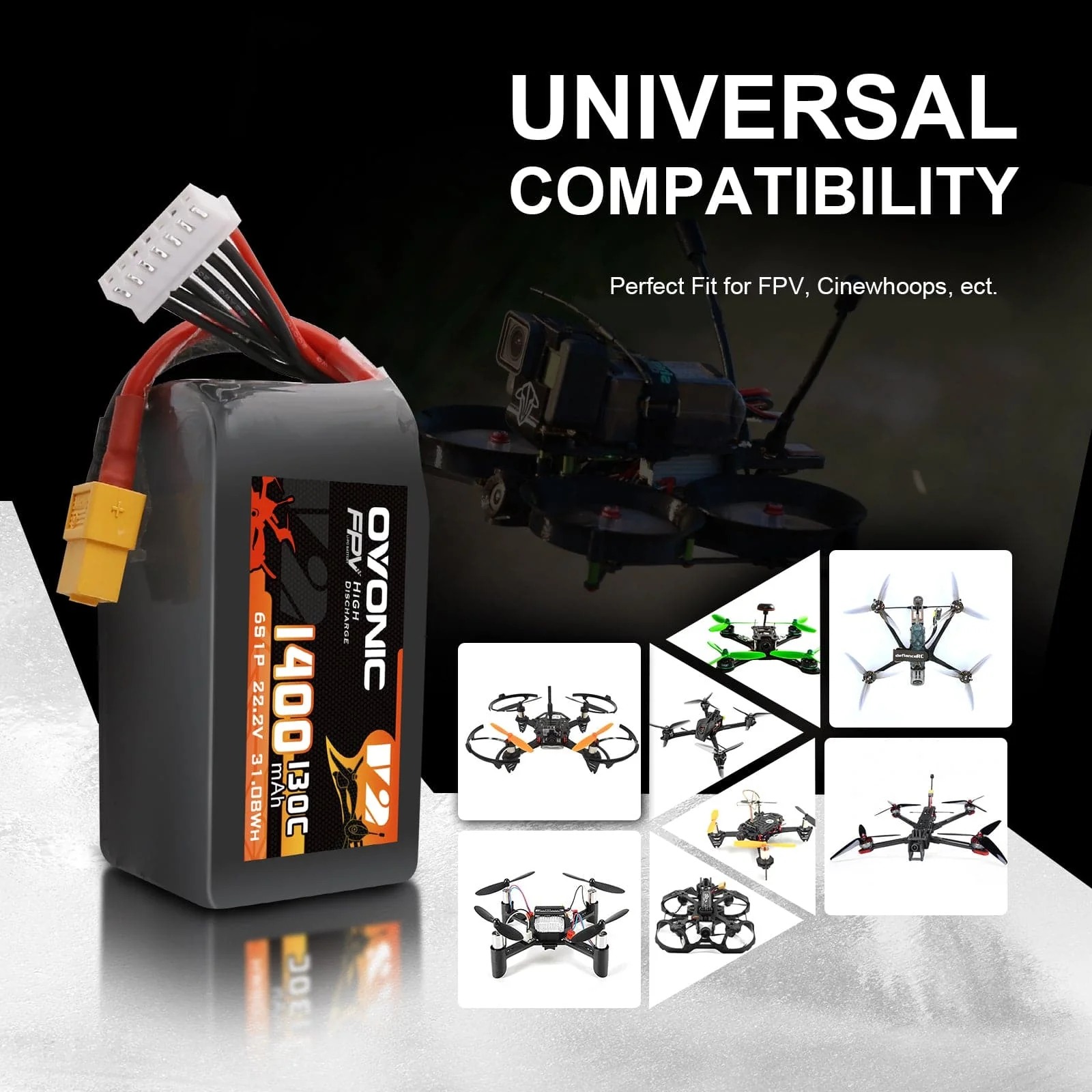 بطارية Ovonic 6S 1400mAh 130C  - مراجعة Walksnail Avatar Hd Goggles X وسعره